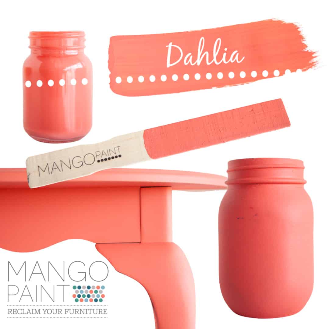Collage of items painted in Mango Paint colour Dahlia