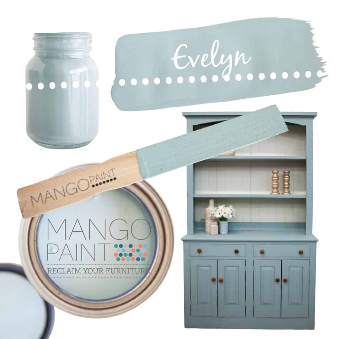 Collage of items painted in Mango Paint colour Evelyn