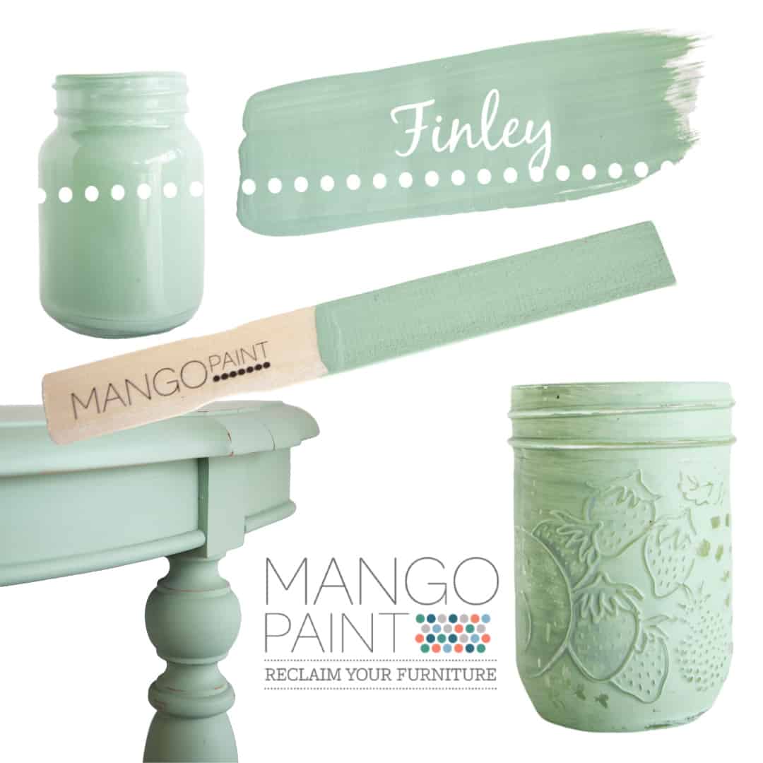 Collage of items painted in Mango Paint colour Finley